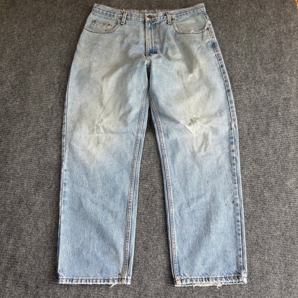 Member's Mark Mens 36x30 Relaxed Straight Leg Distressed Light Wash Jeans 3547